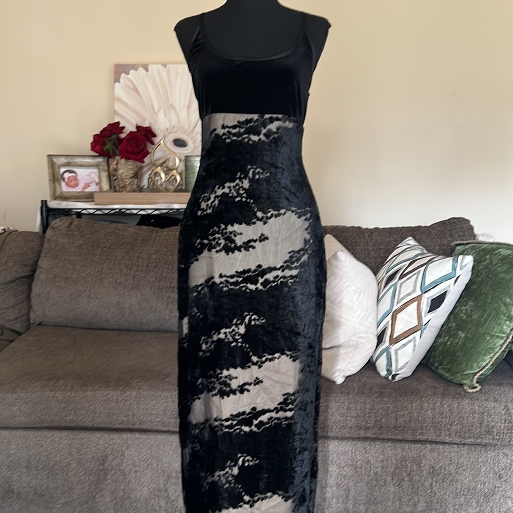 FASHION 1001 NITES - Sheer Black  & Lace Halter Formal Holiday Party Dress Sz 8